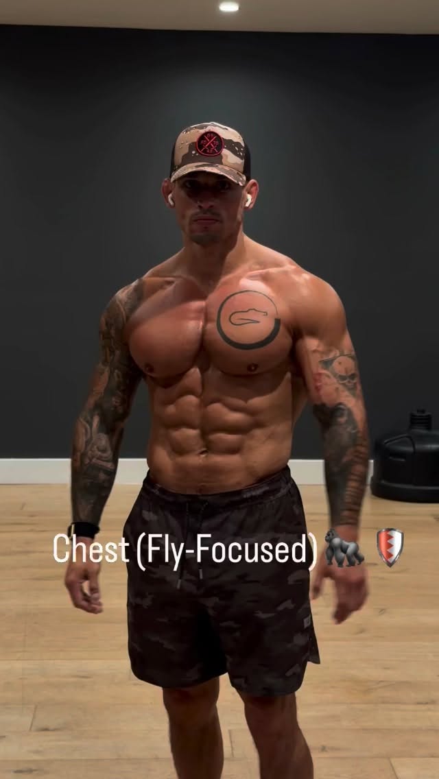 Chris demonstrating a fly-focused chest routine
